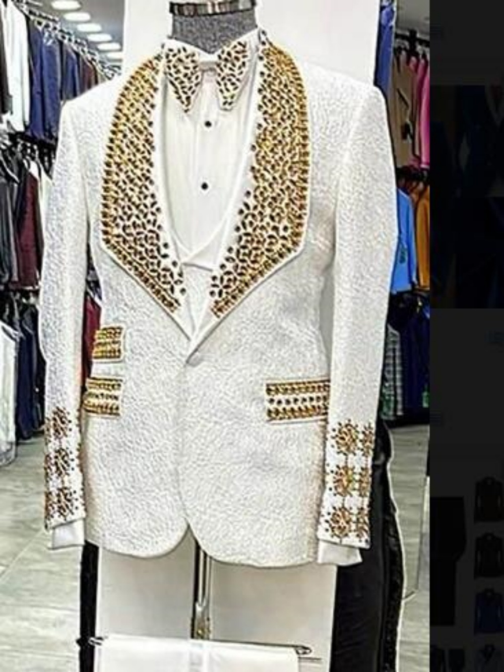 Luxury Crystal Wedding Tuxedos Jacquard 2 Piece Set Jacket Pants Shawl Lapel Men Suits Fashion Groom Wear Party Suit Customized