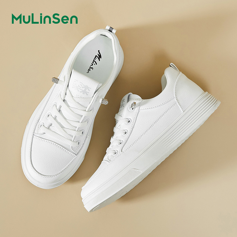 Mulinsen women's shoes spring and summer super hot white shoes 2025 new casual sneakers women's soft bottom breathable student sports shoes