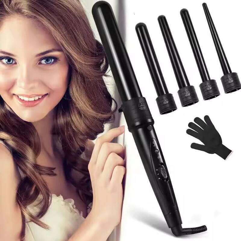 Professional Hot Tool Curling Iron Wand Set Replaceable 5 in 1 Rotating Hair Curler