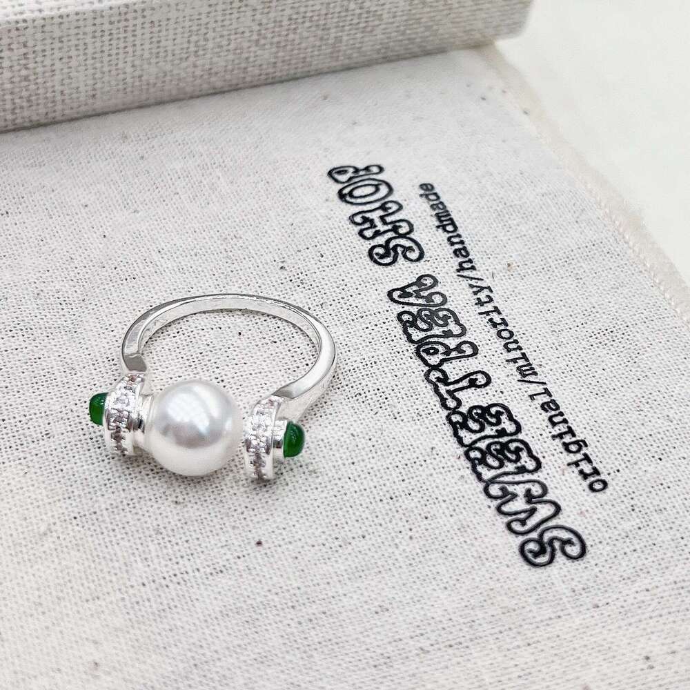 Vintage Second-Hand Pearl for Women New Wheat Spike Index Finger Niche Light Luxury High-End Elegant Ring 749