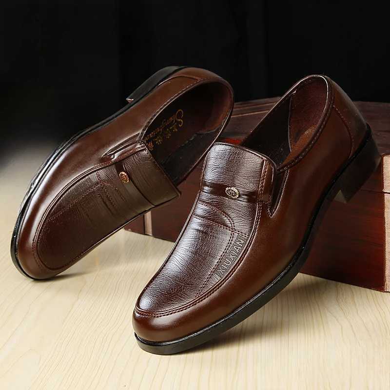 Mens Plus Size Business Shoes Work Dress Leather Shoes Autumn Round Toe Anti-Slip Footwear Fion Cfort M Loafers Zapatos Y250730