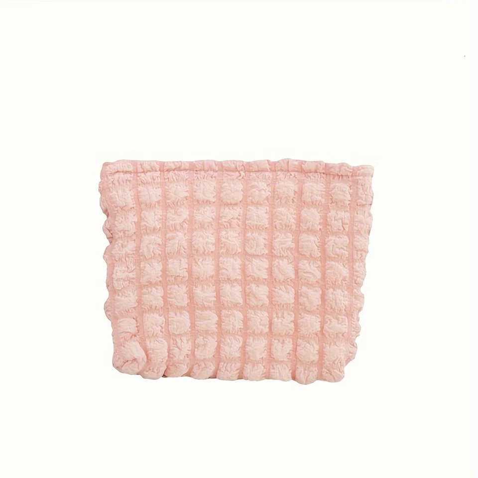 Pink Ins Style Three-Dimensional Cloud Bubble Grid Cosmetic Bag Portable Clutch Y250729