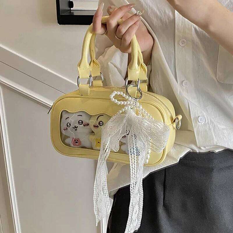Richme Y2K Mini Handbags Women Aesthetic Lace Beading Bow Ladies Ita Bags DIY Anime Badge PU Crossbody Shoulder Bolso Mujer