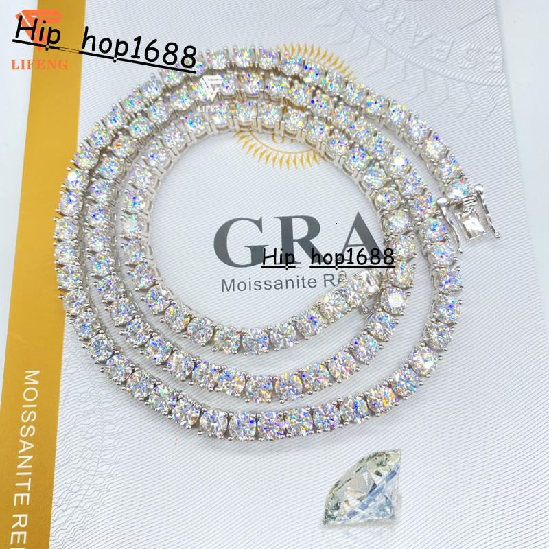 Hip Hop Customizable 925 Sterling Silver 5mm VVS Moissanite Diamond Tennis Chain Bracelet Fine Jewelry Necklace for Women