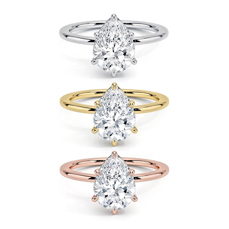 Customized 18K Gold Ring IGI Certificate Lab Diamond Ring 1ct Pear Cut HPHT CVD White Yellow Rose Gold Diamond Ring