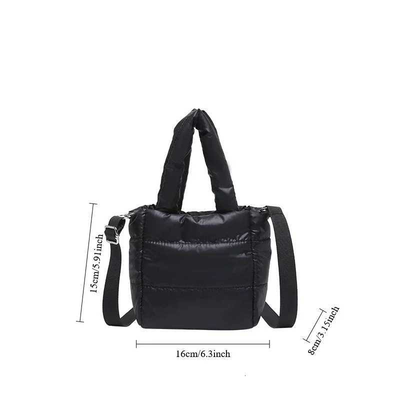 Handbag Fem Bag New Tide Shoulder Bag Fall and Winter Cotton Bag Hundred Tote Bags Padded Plaid Fi Quilted Handbags Y250730