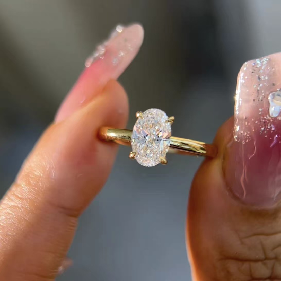 Band Rings Sterg Sier Promise Solitaire 3Ct Oval Moissanite Engagement Ring Women Dia Drop Delivery Jewelry Ot9 Free shipping