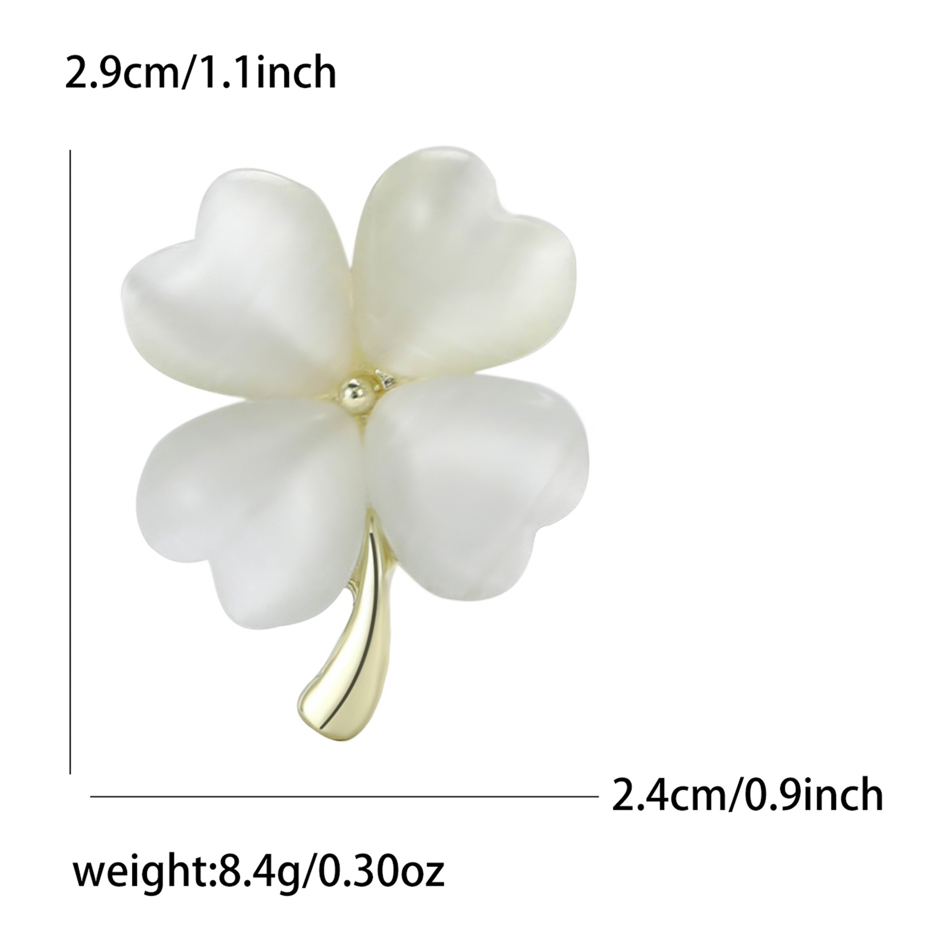 Gold Tone Four - Leaf Clover Brooch With Pearl - Like Petals Elegant Daily Jewelry And Gift For Her High Quality And Stylish Jewelry