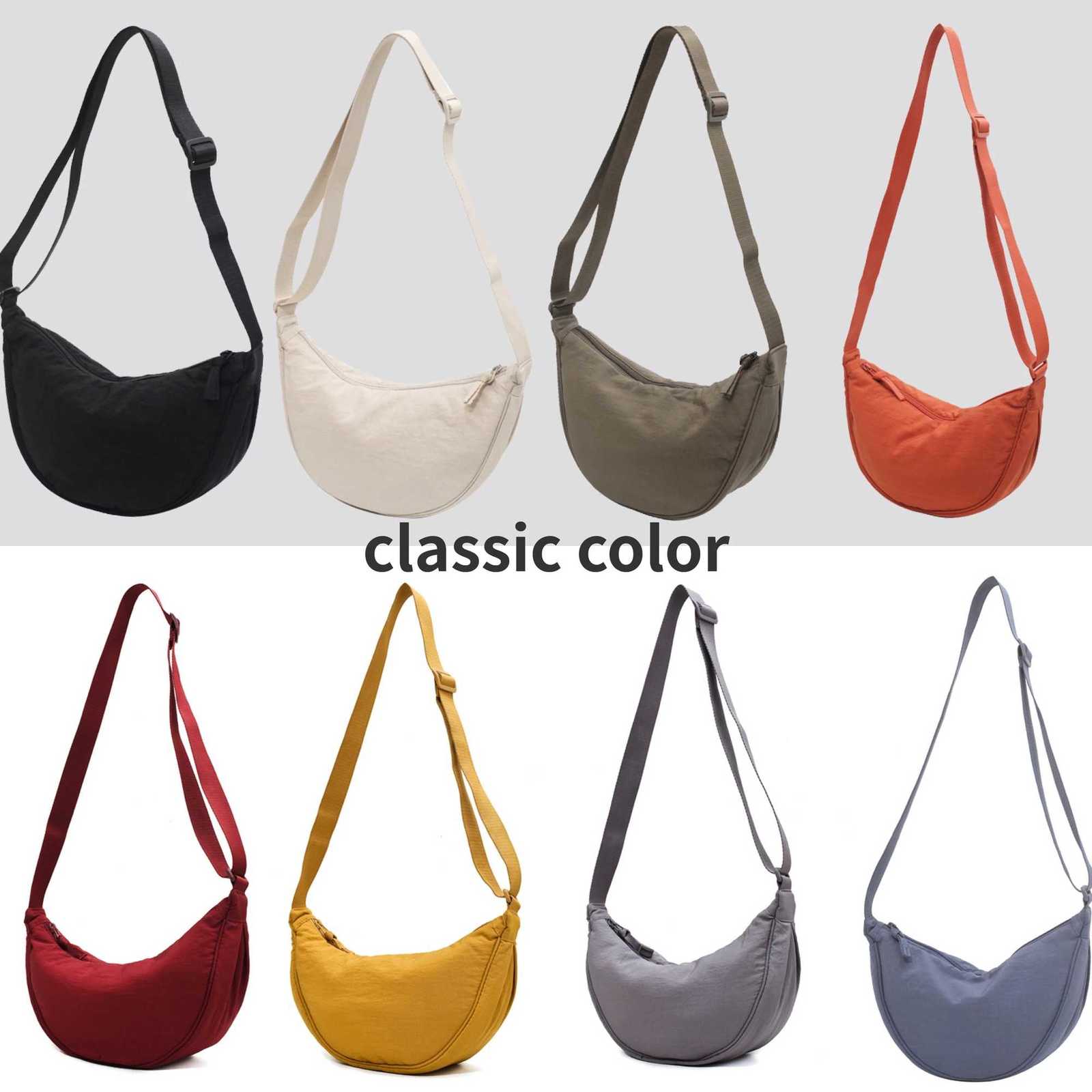 Solid Color Womens Portable Shoulder Bag Simple Female Nylon Cloth Padded Crossbody Bags Travel Purse Handbags Messenger Bag Y250729