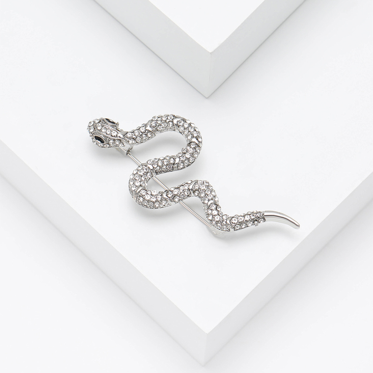 Silver Tone Rhinestone - Encrusted Snake Brooch Elegant Party Jewelry And Gift For Her High Quality And Stylish Jewelry