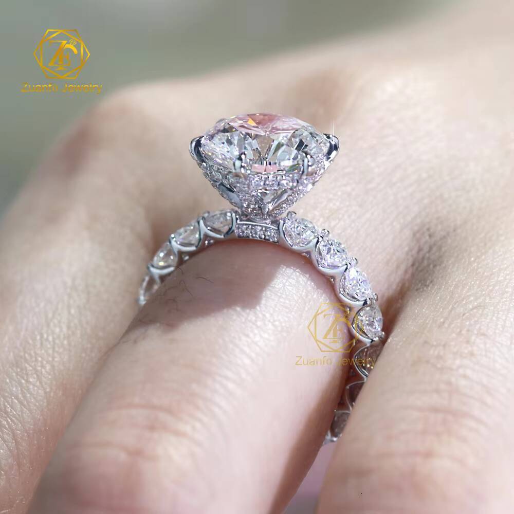Luxury 14K/18K Solid White Gold Cut Lab-Grown Diamond Ring IGI/GRC Certificate for Engagement Wedding