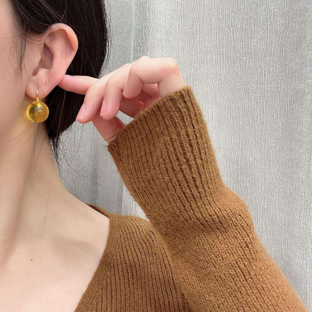 TikTok Same Style Lantern-Shaped for Lantern Festival, Gold Round Earrings, Fashionable and Unique 2025 Spring New Earrings 60b