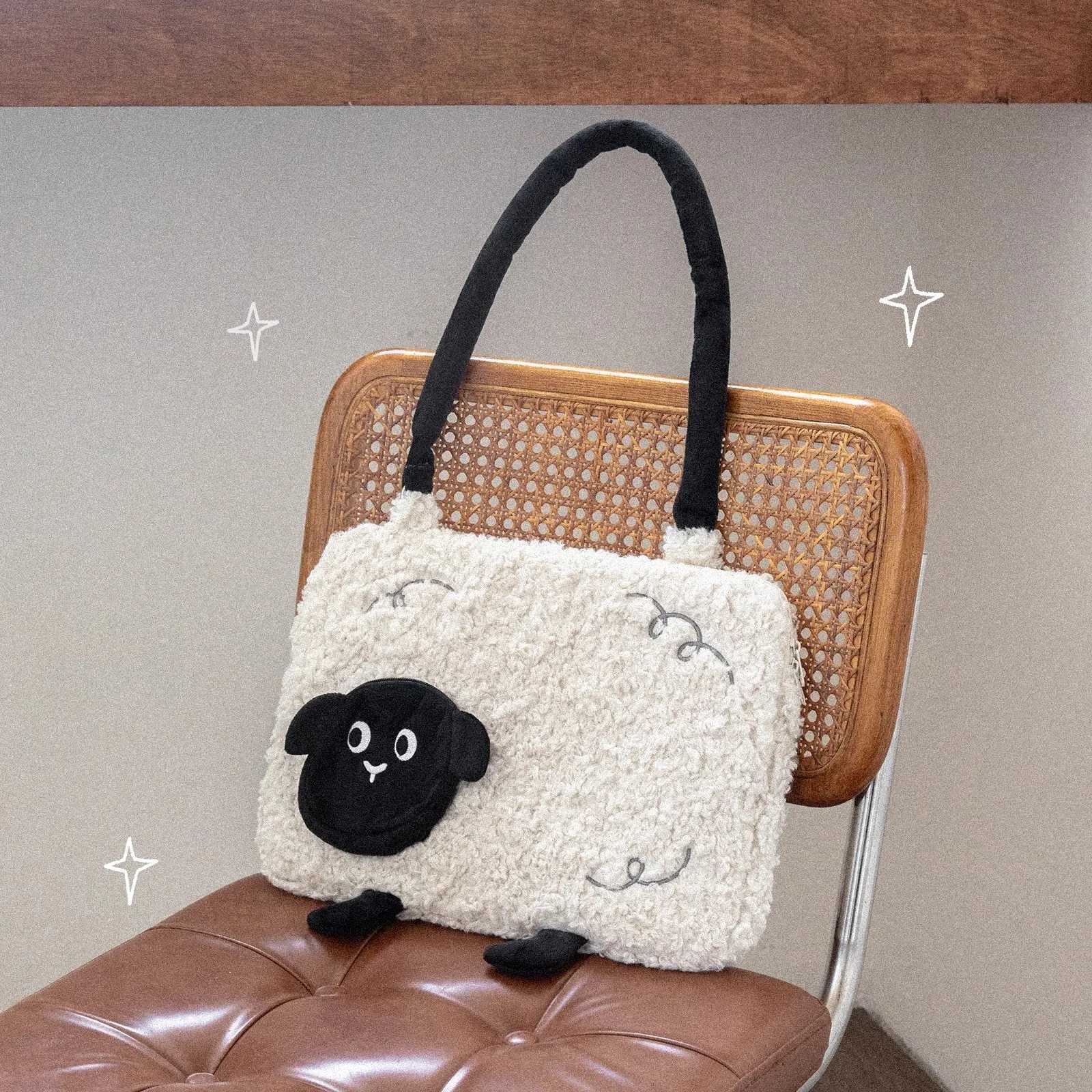 ute Plush Sheep Laptop Bag Notebook Pouch for MacBook Air Pro 13 14 15 Dell Samsung Xiaomi 15.6 16 Inch Laptop Shoulder Bag y250730