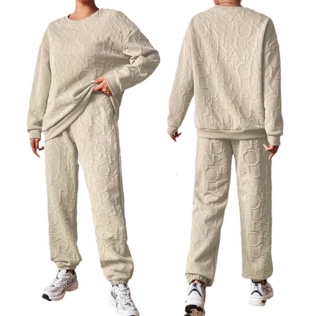 F2050 Autumn and Winter New Product Womens Autumn and Winter Round Neck Sweatshirt fashion loose Pants Set