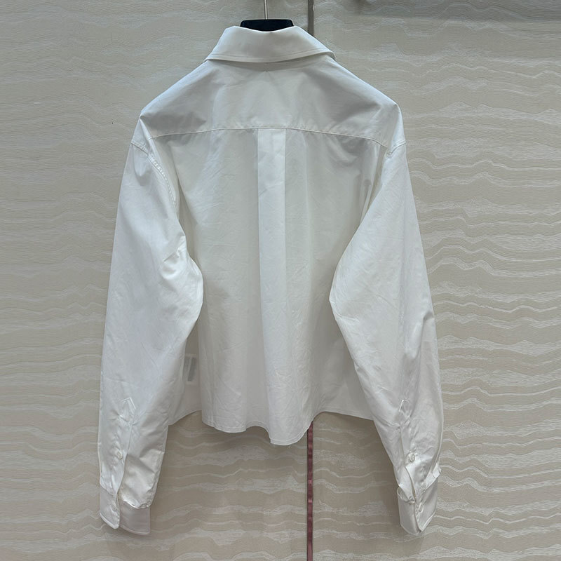 Women's Solid Color Cotton Cropped Shirt Y2K Classic Detachable Collar Single Breasted Shirt Ealry Autumn High Quality Top S0772