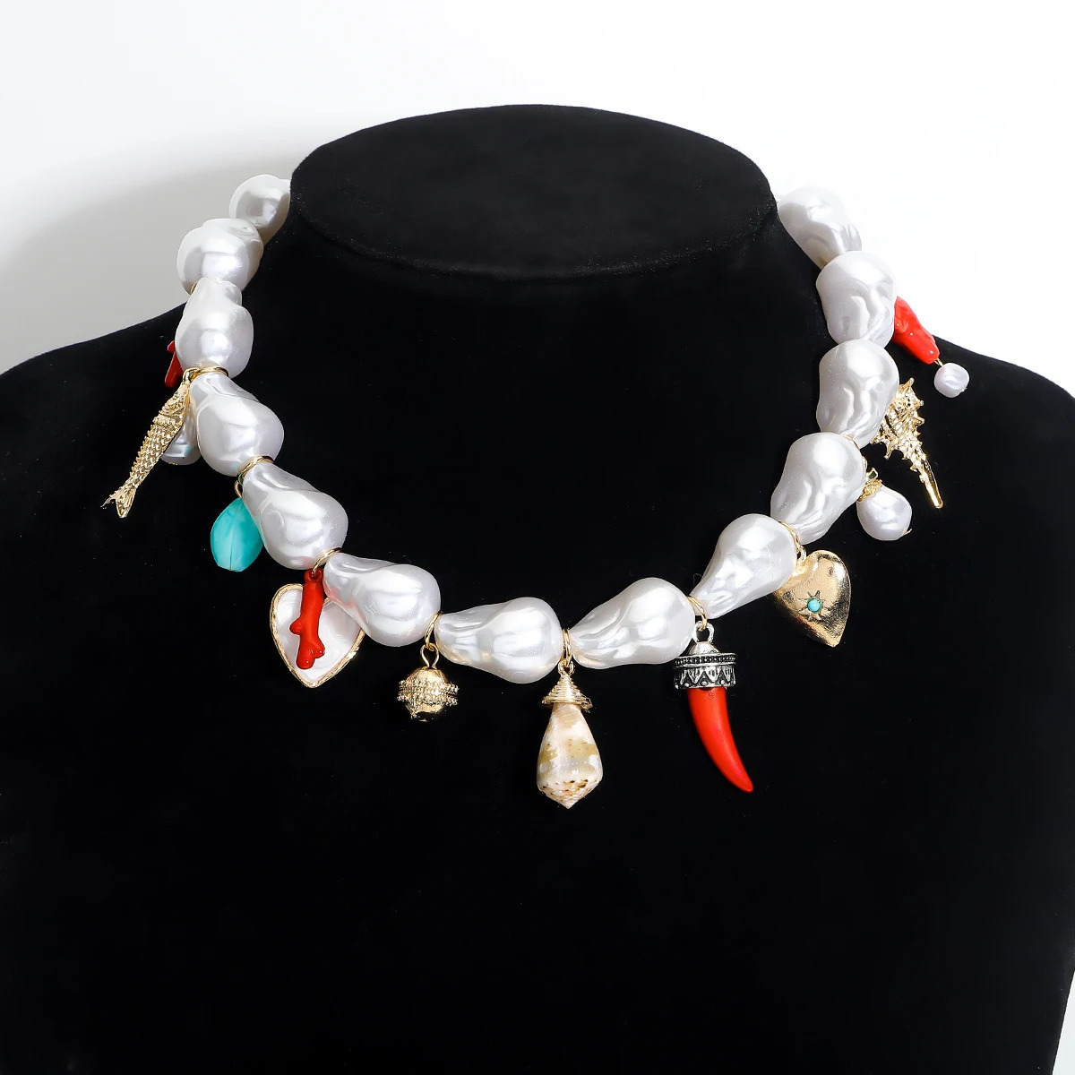 ZAA Shell Coral Heart Pendant Necklace For Women Pearl Ocean Animal Charm Chokers Jewelry Accessories Summer Beach 250716