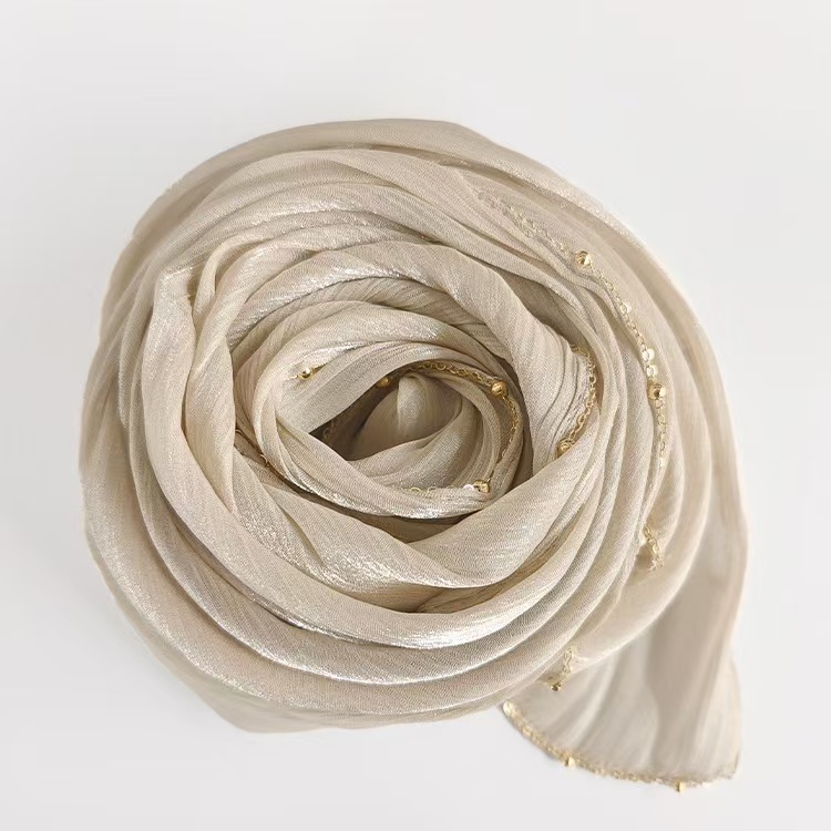 T1345 chain high-end new bright satin crepe luxury headscarf