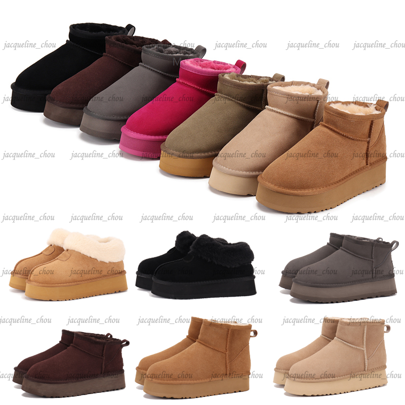 Winter Australia Ultra Mini Platform Boot Designer Womens Snow Boots Warm Comfort Slip-on Real Leather Tazz Slippers Suede Ankle Booties EU43