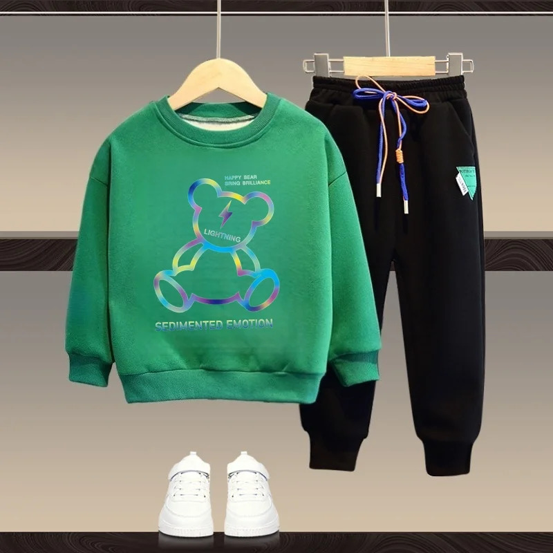 Autumn Children Boy Clothes Set Kid Girls Cartoon Printed Sweatshirts Pullover Top And Pants Suit Long Sleeve Tracksuits 250729