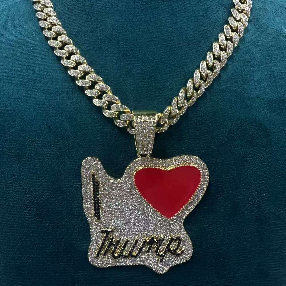 Full Dia Resin English Letter Pendant Fashion Personality Creative Exaggerated Hip-Hop Trendy Cuban Necklace