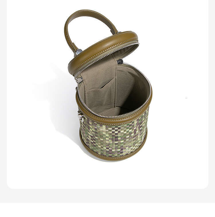 Lanjia- 2025 Lightweight Women Washed Denim Color-Block Design Bucket Woven Handbag Tote Cylinder Crossbody Bag 45Bba