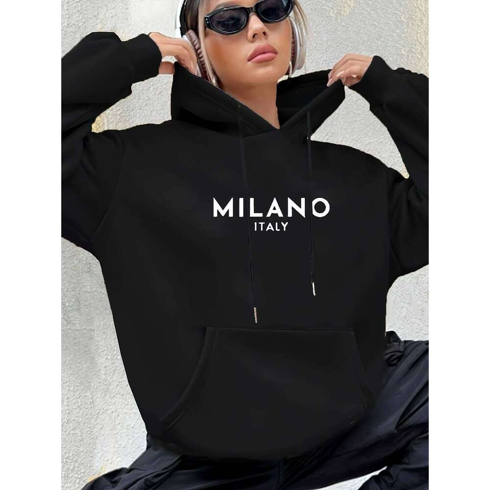 Fashionable Italian Polyester Ladies' Hooded Sweater Comfortable & Stylish Casual Wear