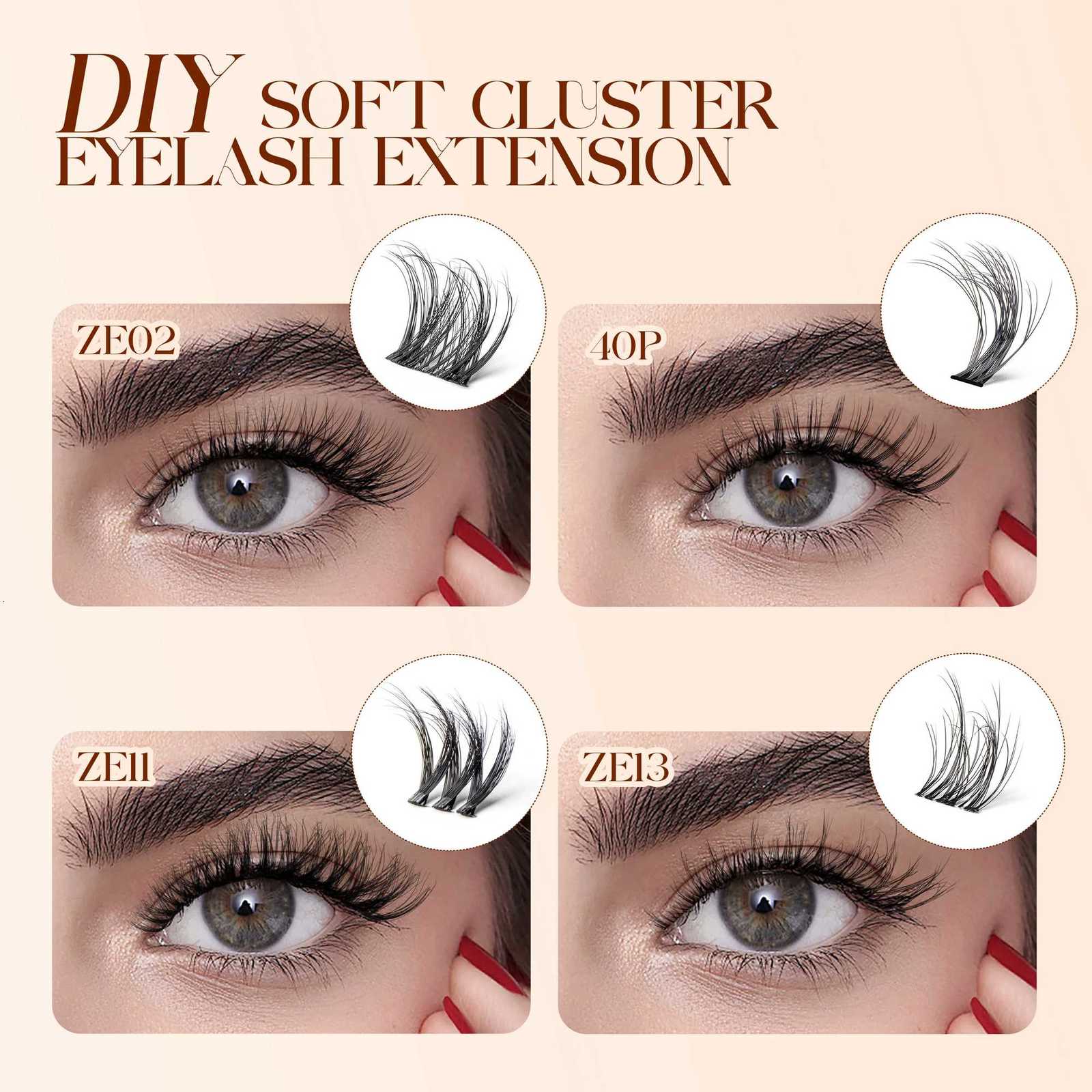 0.05mm PBT Fiber Eyelash Clusters 0.1mm Superfine Invisible Band D Curl DIY Lash Extension 8-16mm Individual Lashes Z250730