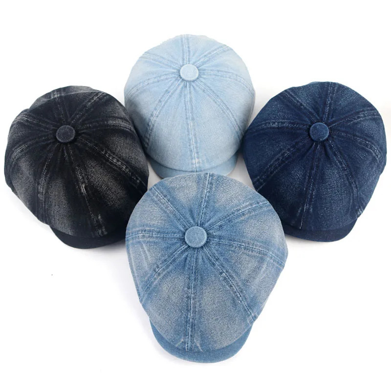 Denim Hat Womem Men Beret Cap Spring Fahion 2025 Vintage Korean Boina Hombre Washable Cotton y Blinders Black sboy Cap 250729