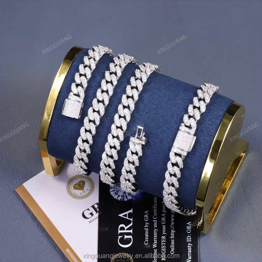 Hot Sale High Quality 925 Silver VVS Moissanite Necklace with Cuban Chain Link Moissanite Jewelry Hip Hop Style for Men/Women