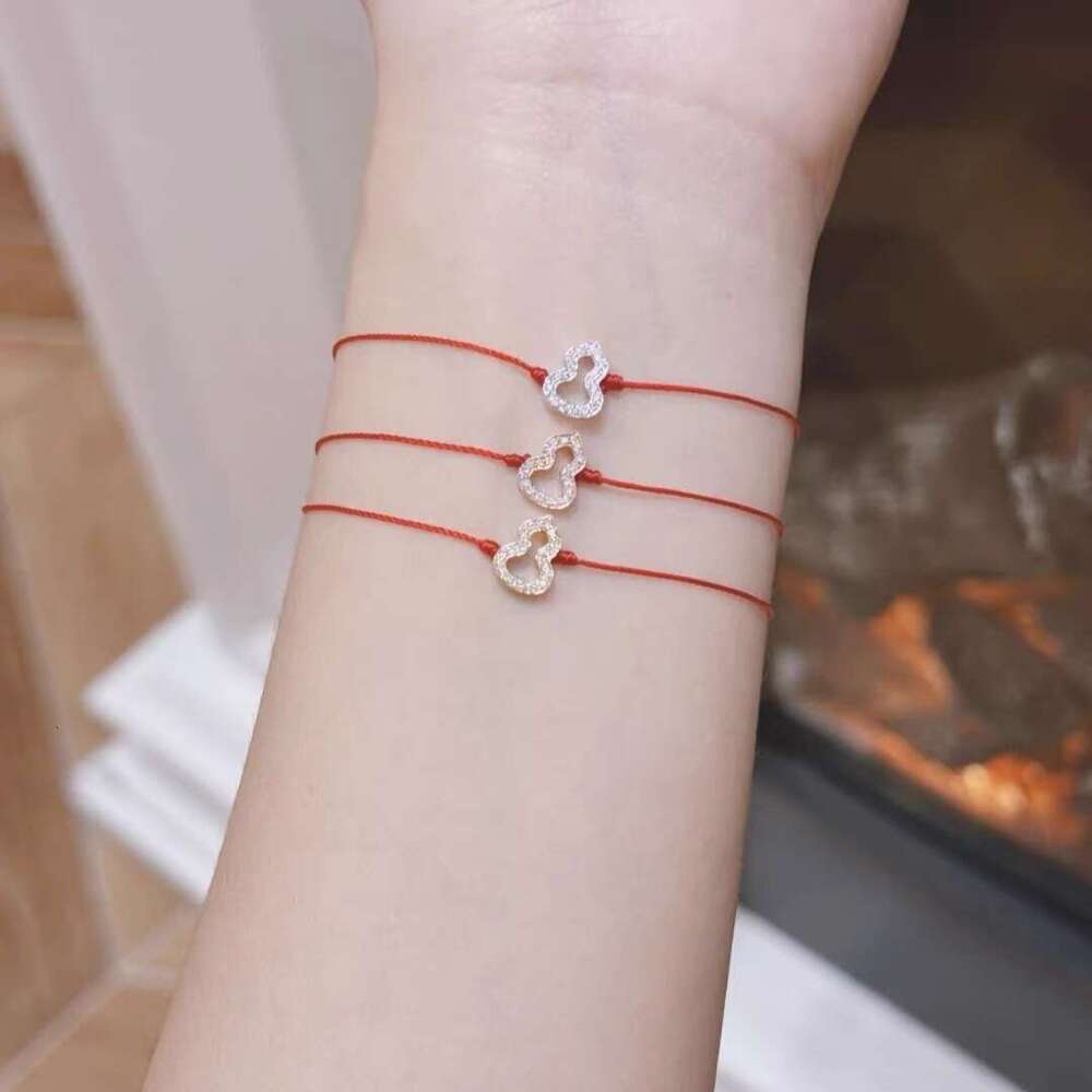 French Paris Fulu Lifelong Gourd Red String Women's Inlaid Dia Handwoven Zodiac Year of the Snake Couple Bracelet