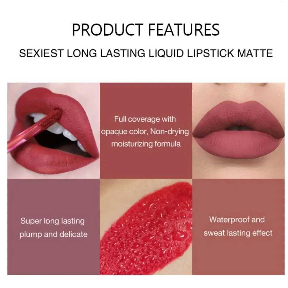 HANDAIYAN 6 Shade Lipstick Set Matte Finish Liquid Lip Gloss Waterproof Long Lasting No Smudge Vegan Beauty G250728