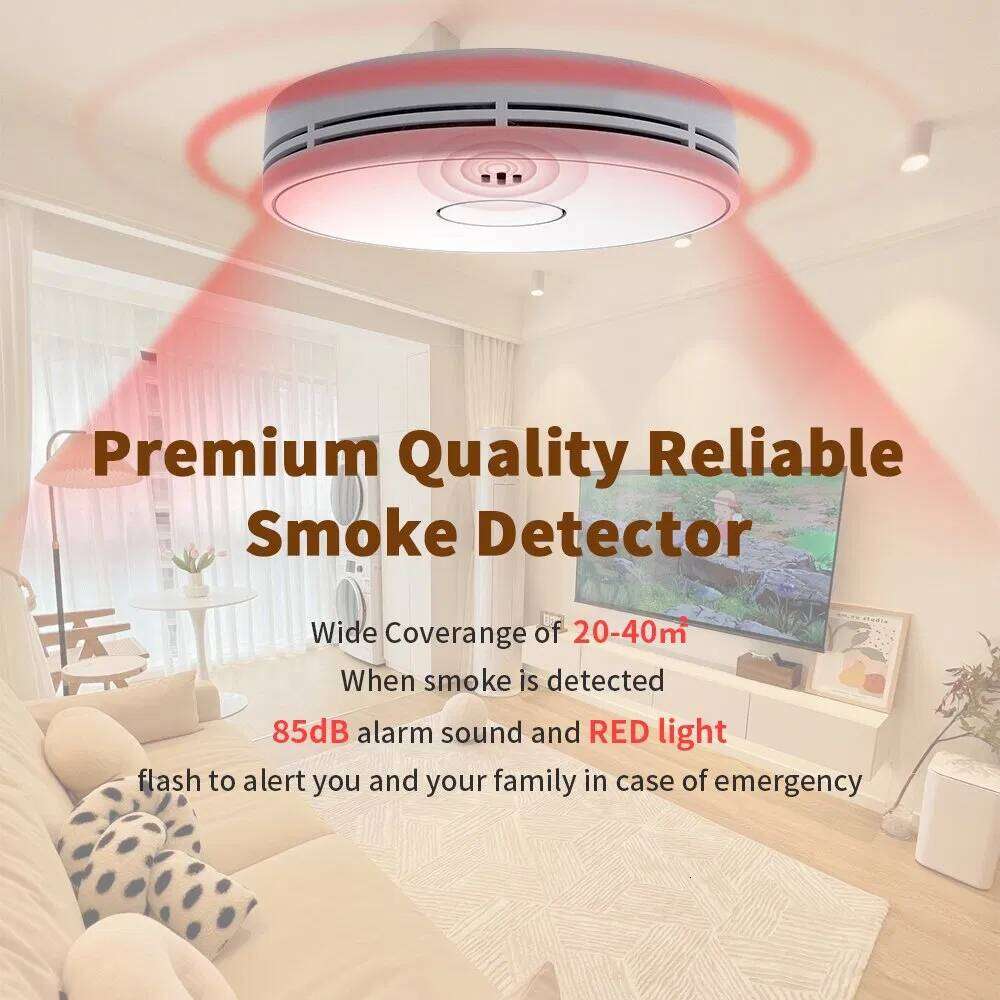 Wi-Fi Smoke Alarm V-Come Wi-Fi Smart Detector Tuya APP Control, WiFi Alarm with Sealed 10-Year Li-Battery, CE En 14604 VS02W