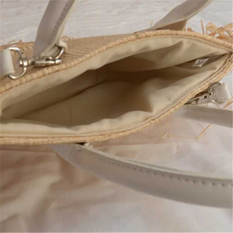 tassel Woven raffia straw Beach Bag Woven Shoulder Bag Raffia Circle Rattan Bags Bohemian Summer Vacation Casual bag Y250729