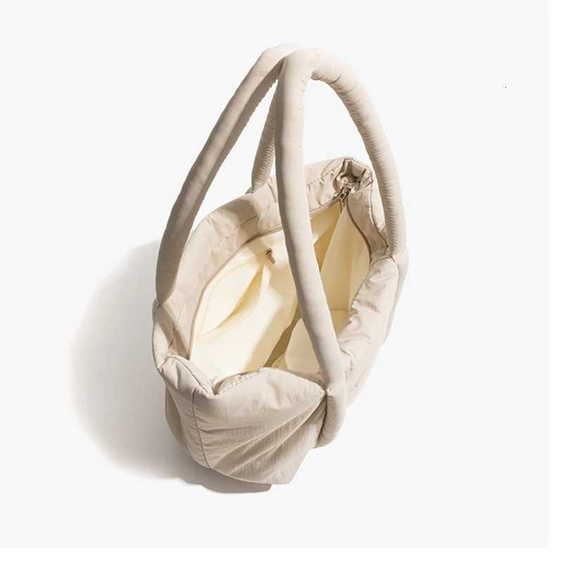 Casual Soft Nyl Puffer Tote Bag Designer Padded Shoulder Bags Quilted Down Cotton Handbags Large Capacity Shopper Purses Y250730