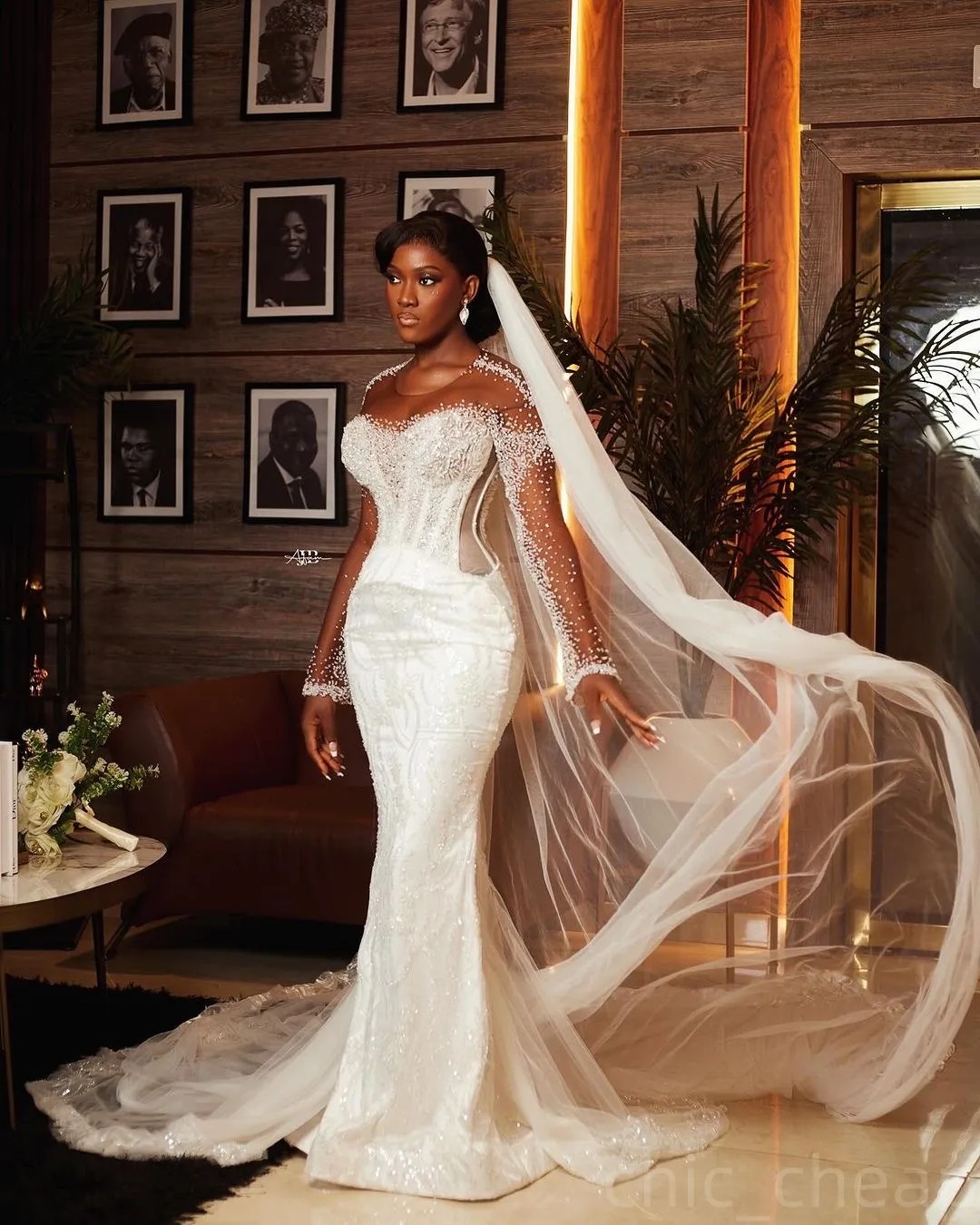 Arabic Aso Ebi Plus Size Ivory Mermaid Wedding Dresses Beaded Full Sleeves Detachable Train Sequined Lace Vintage Bridal Gowns Dress