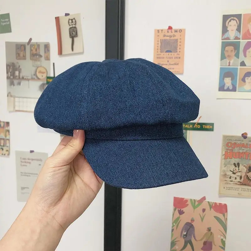 Octagonal Hats Summer Denim Beret Hat Cowboy Cap sboy Gatsby Cap Octagonal Baker ed Beret Driving Hats 250729