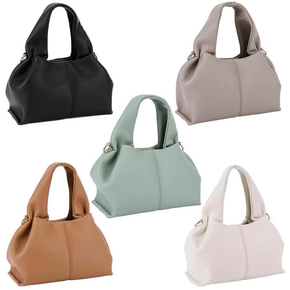 Soft Cloud Bag Solid Color Dumpling Clutch Purse with Removable Strap Crossbody Bag PU Leather Top Handle Bag Y250729