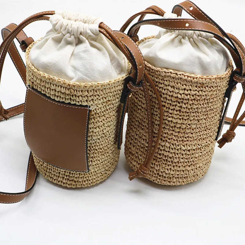 Designer Brands Straw Bucket Bag Rope Woven Women Shoulder Crossbody Bags Rattan Summer Beach Handbags Round Bag Tote M250730