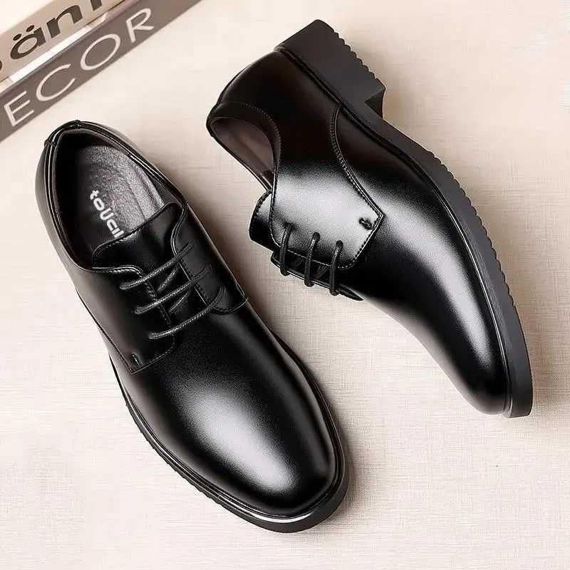 Leather Shoes for Men Dress Black Formal Square Toe Mens Casual Derby Shoe Business Cowhide Designer New in Singapore Y250730