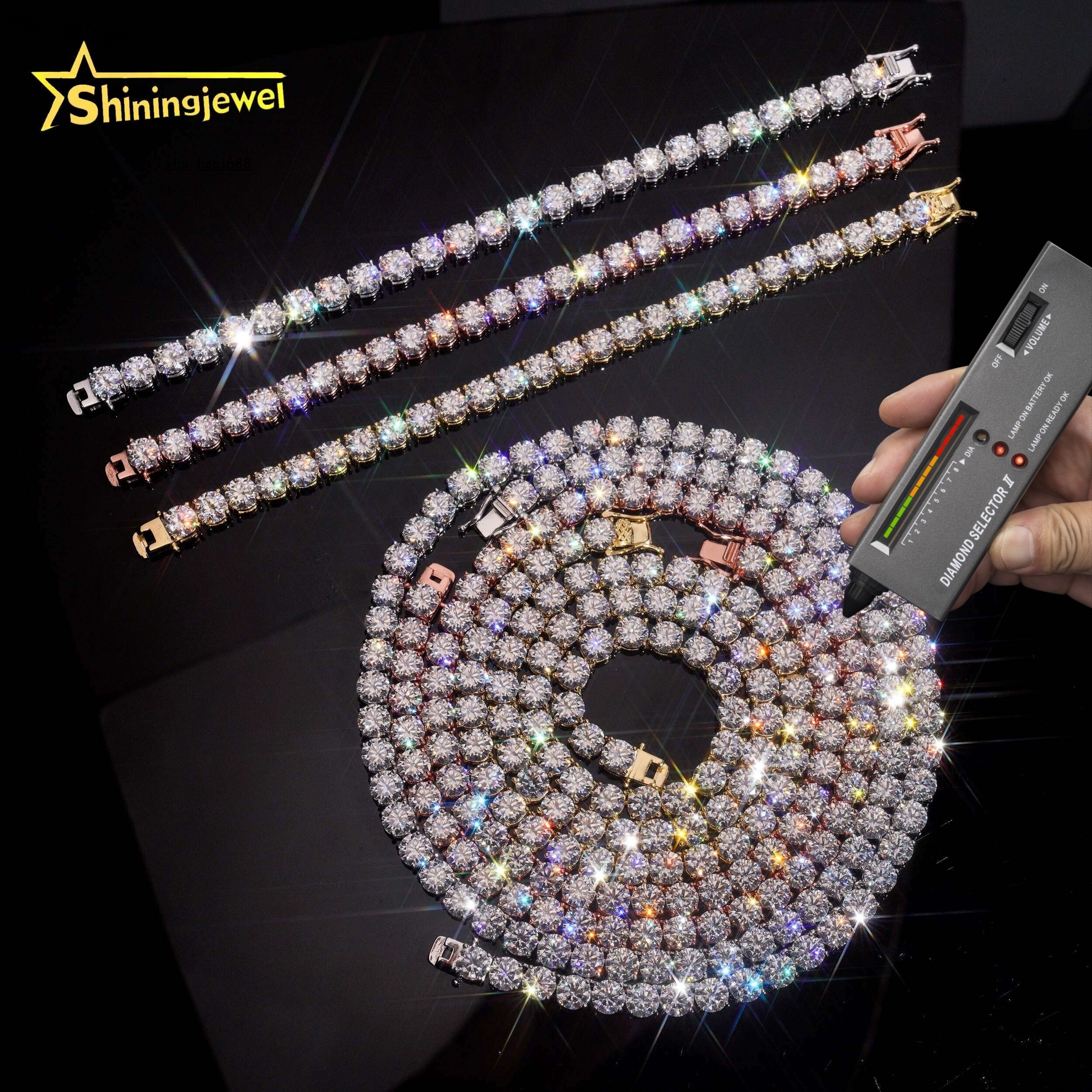 GRA Certificated Men Women 6.5MM Moissanite Tennis Necklace Hip Hop 925 Silver Tennis VVS Moissanite Chains Fine Jewelry