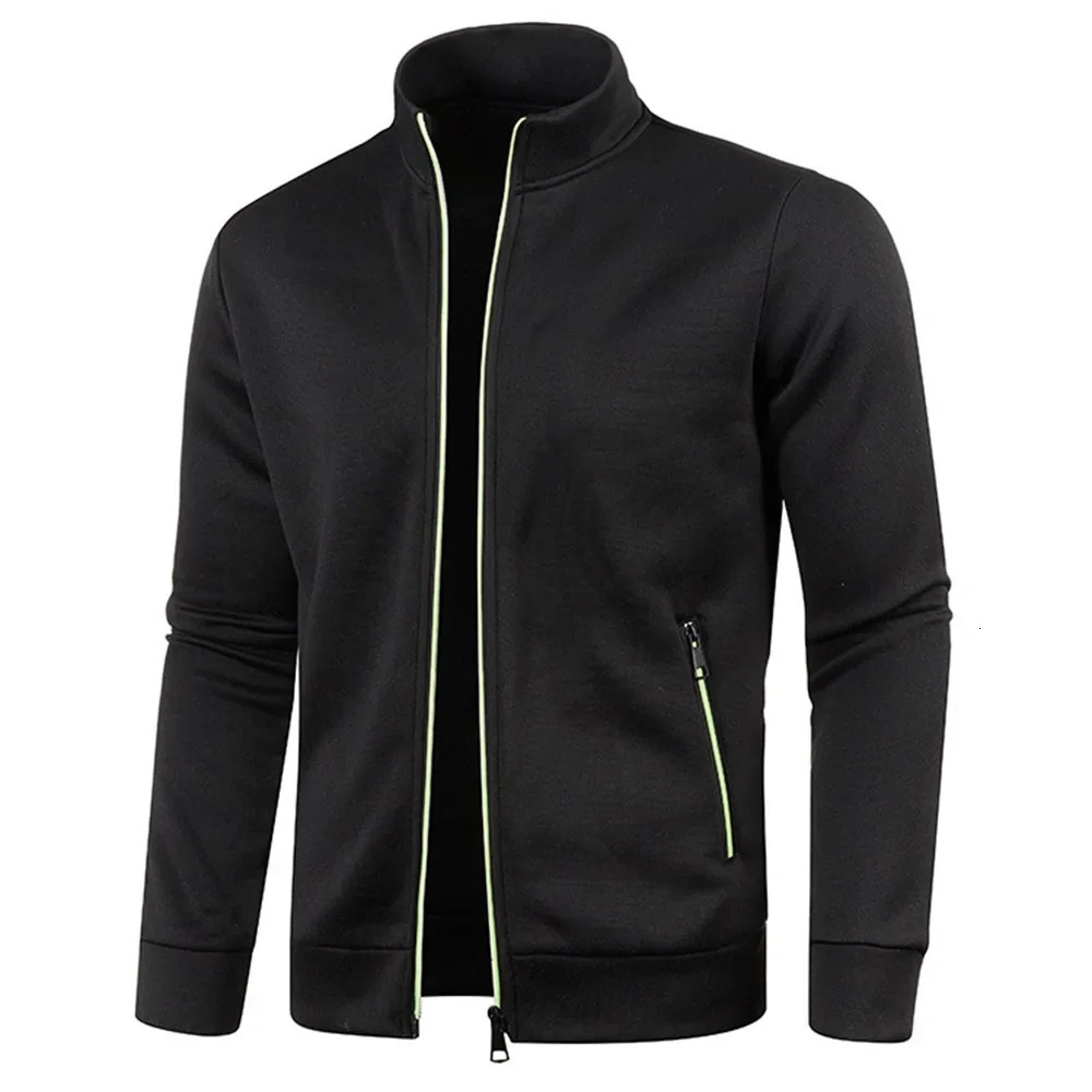 Mens Cardigan Zipper Hoodies Black Green Gray Contrasting Colors Jackets Fashion Casual High Stand Sweatshirts Coats Sportswear 250729
