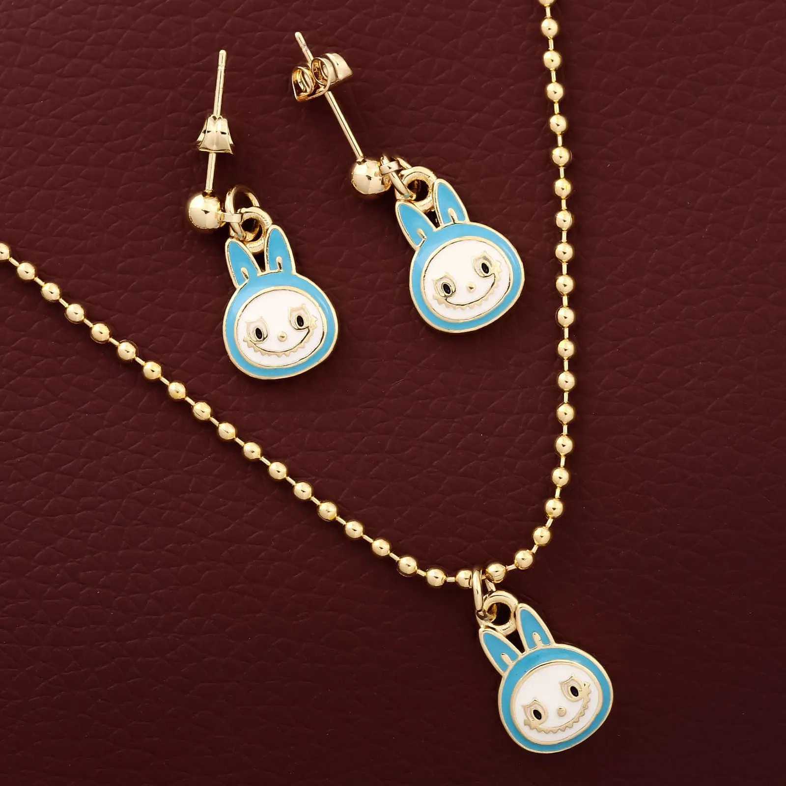 anime Forest Elf Necklace Earrings Wens Two-piece Set Cute Rabbit Fun Forest Guardian DIY Pendant Jewelry Accessories Gift Y250730