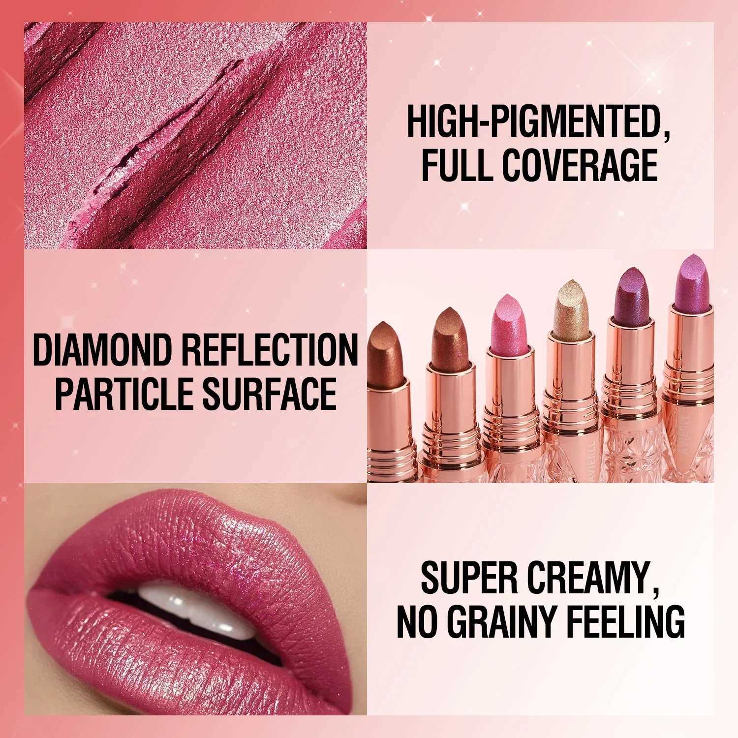 Quicksand Gold Lipstick Fine Glitter Lipstick Moisturizing Silky Mermaid Girl Pink Long-Lasting Waterproof Grapefruit Orange G250729