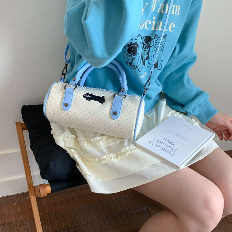 Cute Polka Dot Kitten Fashion Trend Versatile Simple Design College Student High-end Feel Single Shoulder Crossbody Handbag