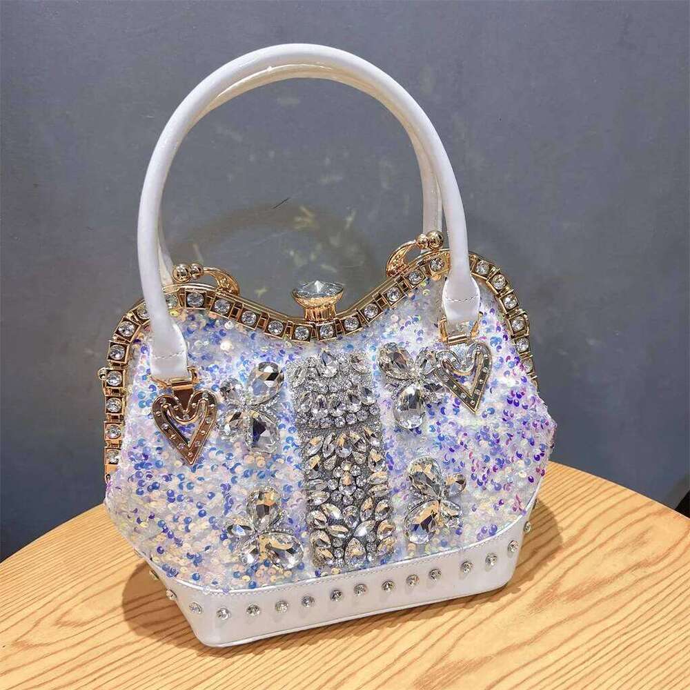 2025 New Fashion Dias Women's Handbags Leather Design Clip Rhinestone Bag Portable Tote Shoulder Messenger Bags Chic