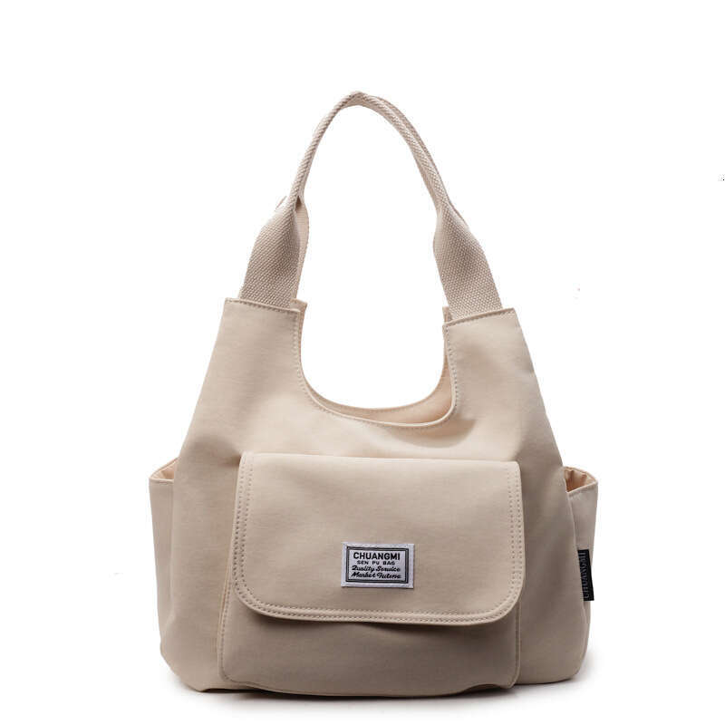 Commuting Ins Niche Design Handheld Canvas Simple Solid Color Casual Versatile Tote Bag for Women