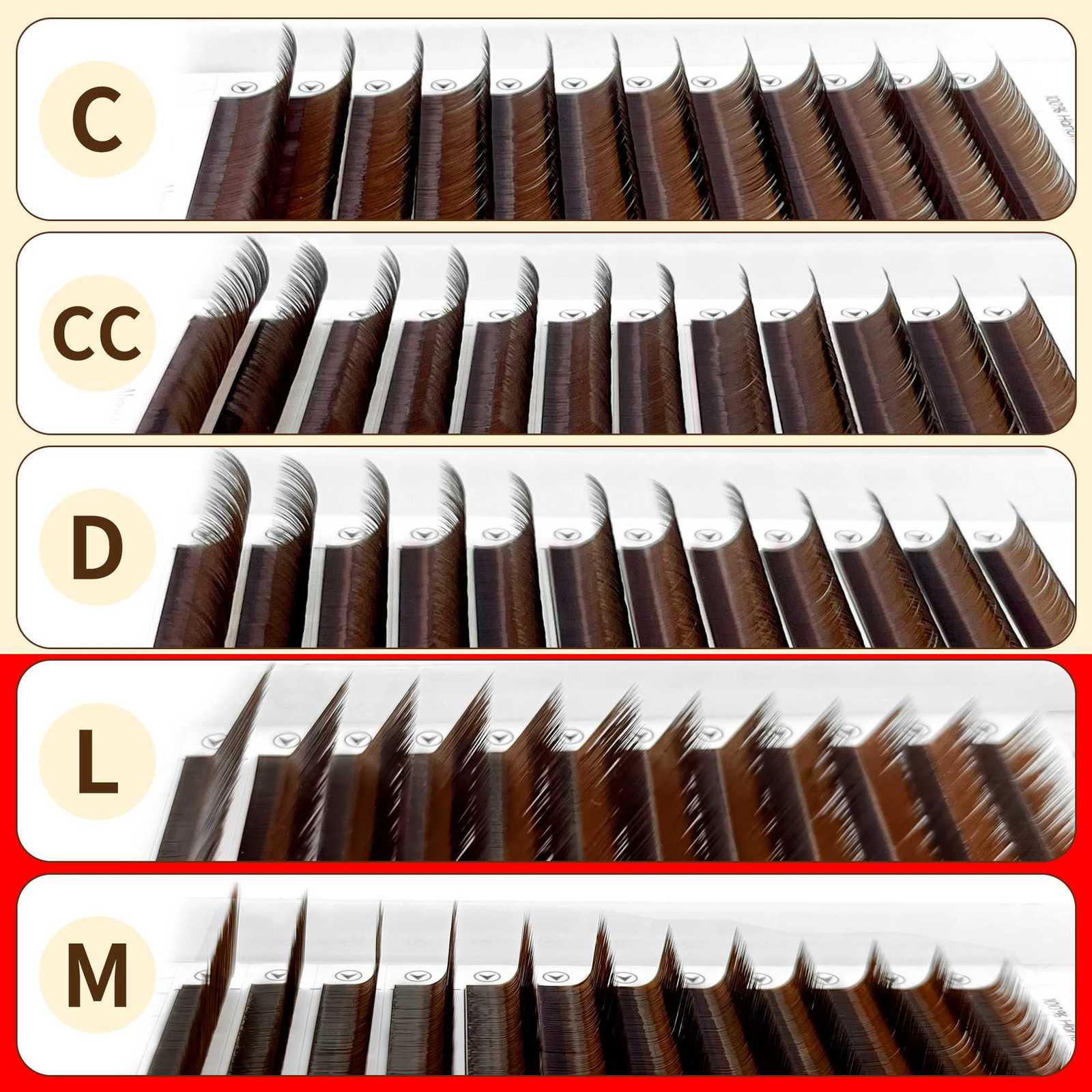 Abonnie L M Curl Brown Classic Individual Eyelashes Russian Volume Lashes Z250730