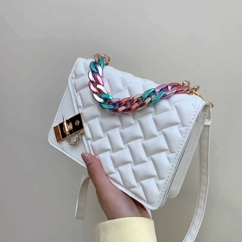 New Flap Crossbody Bags Small Square Wen Shoulder Bag Plaid Pu Leather Designer Handbags Chain Lady Wens Bag Y250730