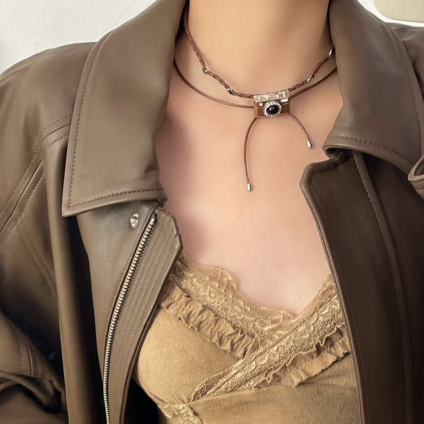 Fashion Item Hip-Hop Coffee Color Camera Necklace Niche Design Unisex Simple Versatile Hot Girl Trendy Boy ec2