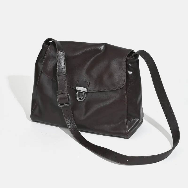 Genuine Leather Woman 2025 New High-Quality Soft Vegetable-Tanned Cowhide Shoulder Bag Large Capacity Casual Crossbody Bags